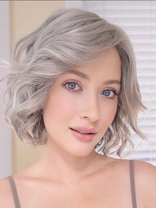Steph B. @wigswithsteph is wearing the JANUARY by JON RENAU in color 56F51 OYSTER | Light Grey with 20% Medium Brown Front, graduating to Grey with 30% Medium Brown Nape. PPC MAIN IMAGE