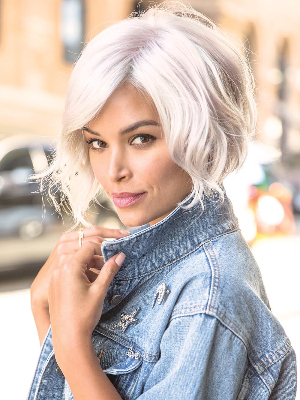 RAE by RENE OF PARIS in PASTEL-PINK | Cool Silver Blonde Front and Base with Subtle Whisper Pink Highlights