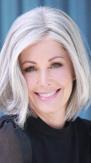 KRISTEN by Jon Renau in 39/51/60 MIST | Pure White front with Light Natural Ash Brown with 75% Light Grey, graduating to Light Grey with 30% Dark Brown