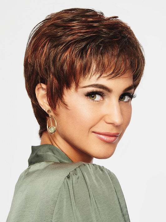 WINNER ELITE by RAQUEL WELCH | 20th Anniversary | R6/28H COPPERY MINK | Dark Medium Brown Evenly Blended with Vibrant Red Highlights PPC MAIN IMAGE FB MAIN IMAGE