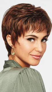WINNER PETITE by RAQUEL WELCH | 20th Anniversary | R6/28H COPPERY MINK | Dark Medium Brown Evenly Blended with Vibrant Red Highlights
