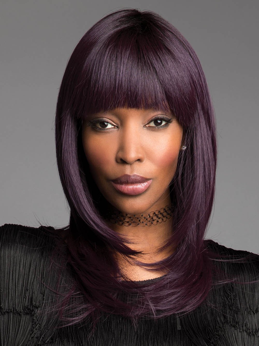 SPELLBOUND Wig by REVLON in MIDNIGHT IRIS | Blend of Darkest Brown and Dark Violet with Black Roots PPC MAIN IMAGE