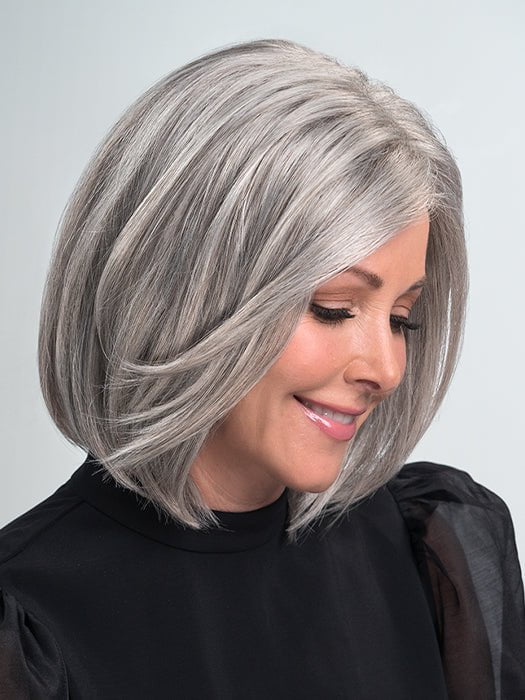 KRISTEN by Jon Renau in 39/51/60 MIST | Pure White front with Light Natural Ash Brown with 75% Light Grey, graduating to Light Grey with 30% Dark Brown