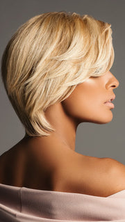 CALLING ALL COMPLIMENTS by RAQUEL WELCH in R14/88H GOLDEN WHEAT | Dark Blonde Evenly Blended with Pale Blonde Highlights (This piece has been styled and straightened)