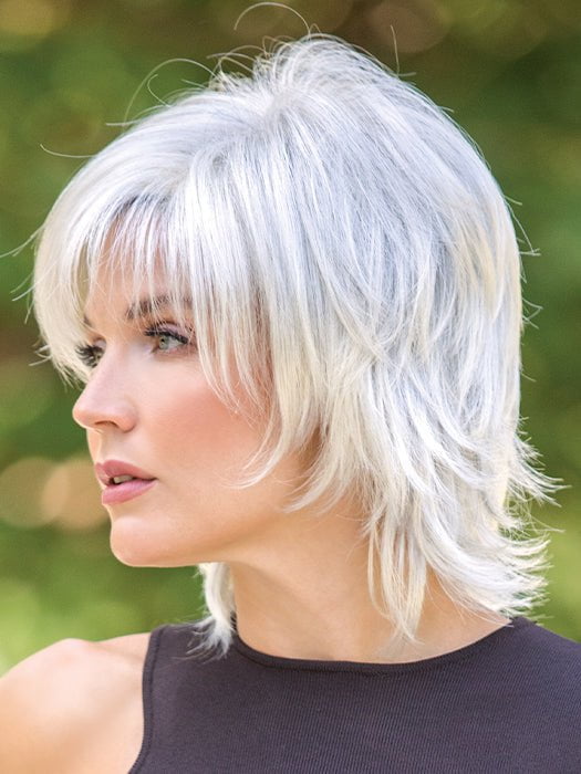 STORM by Noriko in CHAMPAGNE-SILVER | Platinum Blonde and Light Grey Blended with Soft, Light Blonde at the face line