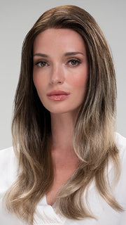 Zara Lite by Jon Renau in S8-18/26RO FAWN | Medium Brown roots to midlength, Dark Natural Ash Blonde & Medium Red-Gold Blonde Blend midlength to ends