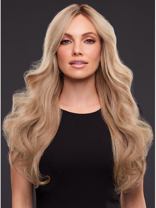 KIM Human Hair Wig by JON RENAU in 12FS8 SHADED PRALINE | Medium Natural Gold Blonde, Light Gold Blonde, Pale Natural Blonde Blend, Shaded with Dark Brown