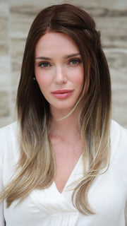 S8-18/26RO FAWN | Medium Brown roots to midlength, Dark Natural Ash Blonde & Medium Red-Gold Blonde Blend midlength to ends
