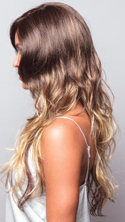 RYLEE by RENE OF PARIS in HONEYCOMB-BROWN | Medium brown base with gold underlights from middle to bottom area