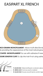 Constructed on a larger base than easiPart French XL 8â€, this topper provides extra coverage and volume for the beginning stage of hair loss