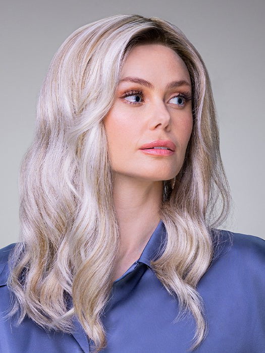 RACHEL LITE by Jon Renau in FS17/101S18 PALM SPRINGS BLONDE | Light Ash Blonde with Pure White Natural Violet Bold Highlights, Shaded with Dark Natural Ash Blonde