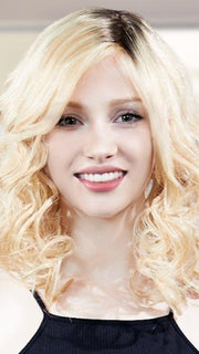 PLF 006HM by LOUIS FERRE in SUNSHINE GOLD | Dark Brown Root and Light Blonde Blended with Light Red Tones (PIECE WAS CURLED TO GET THIS LOOK)