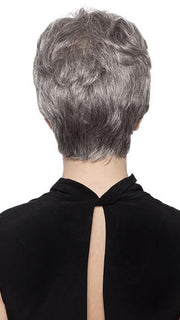 SHORTIE by WIGPRO in 92 Dark Brown Blended with 90% Grey on top, gradually darkening 50% Grey tips