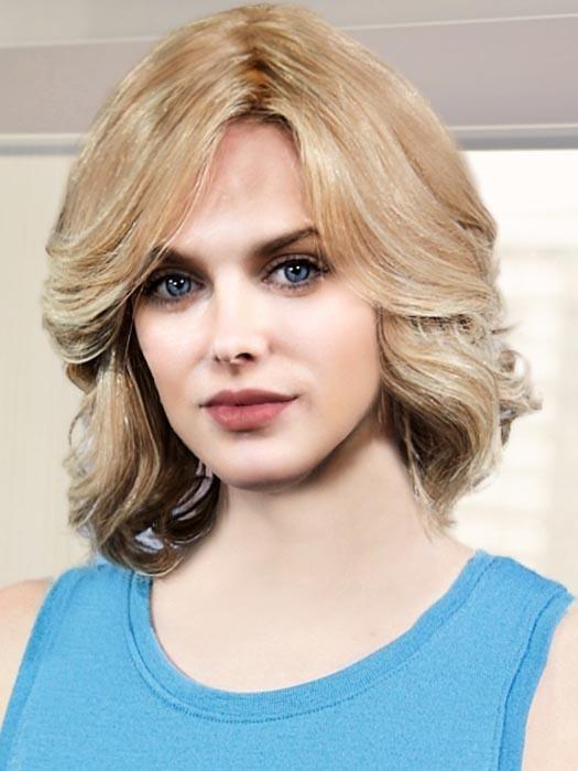 PLF 008HM by LOUIS FERRE in 140/14 SPRING HONEY | Medium Blonde Blended with Light Brown Tones (PIECE HAS BEEN CURLED TO GET THIS LOOK)