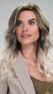 Sarah by Jon Renau in S18-60/102RO SOLSTICE | Dark Natural Ash Blonde roots to midlength, pure white with Pale Platinum Blonde midlength to ends