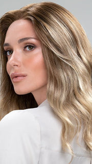 S14-26/88RO SUNSHINE | Medium Natural-Ash Blonde & Medium Red-Gold Blonde Blend roots to midlength, Light Natural Gold Blonde Blend midlength to ends