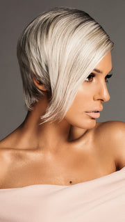 AMAZE by ELLEN WILLE in SILVER ROOTED | Pure Silver White and Pearl Platinum Blonde Blend (This piece has been styled and straightened)