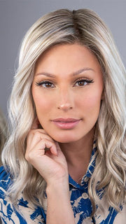 HEIDI by Jon Renau in FS17/101S18 PALM SPRINGS BLONDE | Light Ash Blonde with Pure White Natural Violet Bold Highlights, Shaded with Dark Natural Ash Blonde