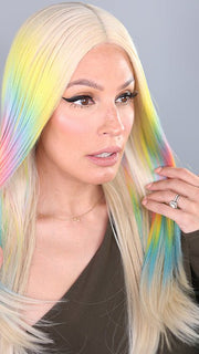 DANCE TILL DAWN by Hairdo in Dance Till Dawn | A burst of Pastel Rainbow Hues on Platinum Blonde hair