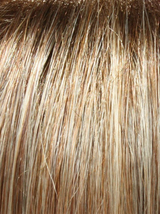 14/26S10 - Shaded Pralines and Cream  - Medium Ash Blonde and Caramel Blonde Blend with Light Brown roots