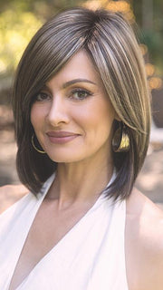 ZANE by Noriko in CHOCOLATE-FROST-R | Dark Brown Base with Honey Blonde and Platinum Highlights with Dark Brown Roots PPC MAIN IMAGE FB MAIN IMAGE
