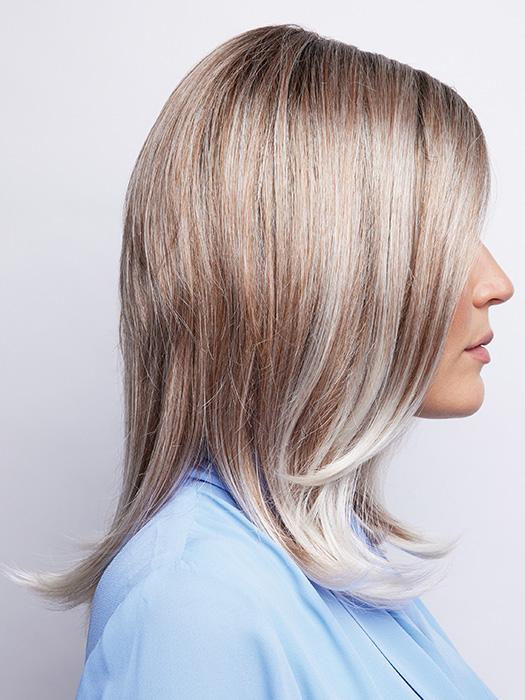 HARLEE by Noriko in MELTED-MARSHMALLOW | Subtly Warm Dark Sandy Blonde Blend with Medium Brown Roots and Light Ash Blonde Tips and Highlights