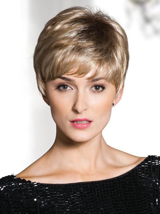LIV by Rene of Paris in CREAMY-TOFFEE-R | Rooted Dark with Light Platinum Blonde and Light Honey Blonde evenly blended