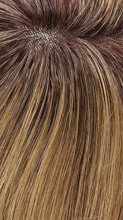24BT18S8 SHADED MOCHA | Medium Natural Ash Blonde and Light Natural Gold Blonde Blend with Light Natural Gold Blonde tips, Shaded with Medium Brown