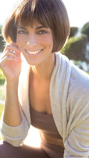Transformational bob with beveled fullness throughout nape and sides