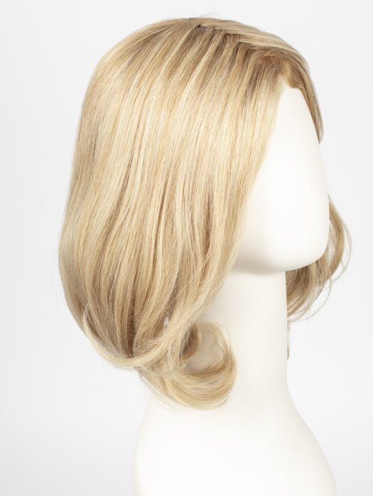 SANDY-BLONDE-ROOTED | Medium Honey Blonde, Light Ash Blonde, and Lightest Reddish Brown blend with Dark Roots  Edit alt text