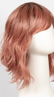 DUSTY-ROSE | Medium Coral Red Base with Dark Brown Roots