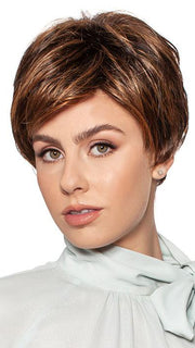 Khloe by Wig Pro is a short asymmetrical layered style with an angled bang