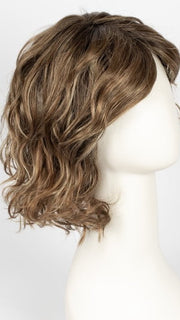 LIGHT BERNSTEIN ROOTED | Light Auburn, Light Honey Blonde, and Light Reddish Brown blend and Dark Roots