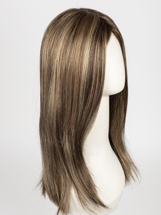 CHOCOLATE-FROST-R | Dark Brown Base with Honey Blonde and Platinum Highlights with Dark Brown Roots