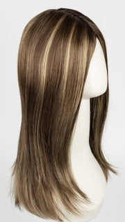 ICED-MOCHA-R | Rooted Dark Brown with Medium Brown Base Blended with Light Blonde Highlights