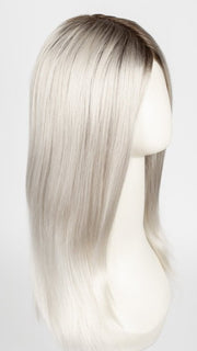 SMOKE-IVORY | Mid-Cool Beige Brown Root Softly Blended into a Finely Woven Platinum White that Transcends into Smoked Ivory Strands and White-Tipped Ends