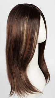 RAZBERRY-ICE-LR | Dark Auburn with Medium Auburn Base with Copper and Strawberry Blonde Highlights with Longer Dark Roots