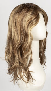 LIGHT BERNSTEIN ROOTED | Light Auburn, Light Honey Blonde, and Light Reddish Brown blend and Dark Roots