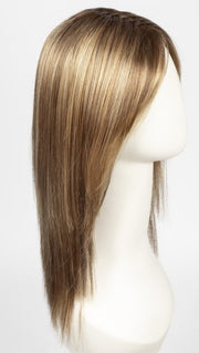 LIGHT BERNSTEIN ROOTED | Light Auburn, Light Honey Blonde, and Light Reddish Brown blend and Dark Roots