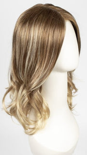 S14-26/88RO SUNSHINE | Medium Natural-Ash Blonde & Medium Red-Gold Blonde Blend roots to midlength, Light Natural Gold Blonde Blend midlength to ends