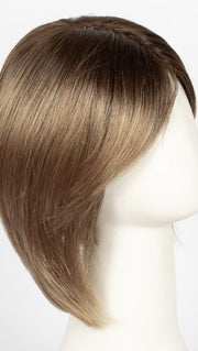 MACADAMIA-LR | The root is soft brown color that melts into a beige blonde color. 