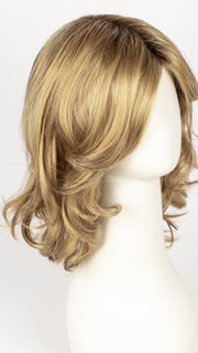 BUTTER PECAN-R | Rooted Dark with a Light Golden Blonde base with Brown and Medium Auburn evenly blended lowlights