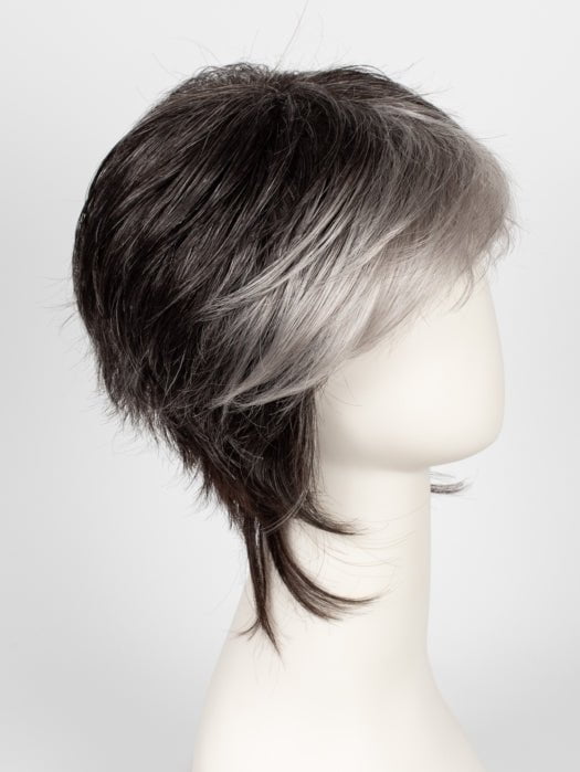MIDNIGHT PEARL | Darkest Brown Base Blended with Silver and Dramatic Silver Bangs 