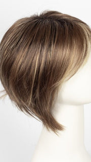 ALMOND SPICE R | Rooted Dark Brown with Medium Brown Base with Honey and Platinum Blonde Highlights