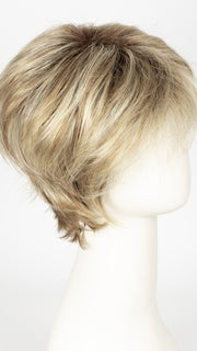 CREAMY-TOFFEE-R | Rooted Dark with Light Platinum Blonde and Light Honey Blonde evenly blended							