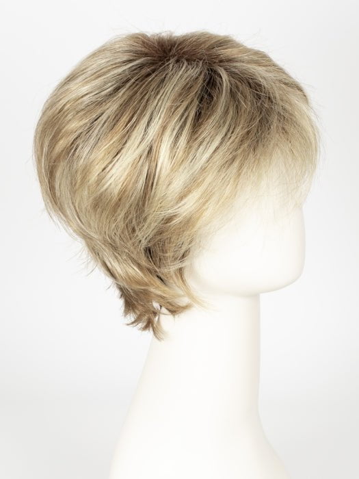 CREAMY-TOFFEE-R | Rooted Dark with Light Platinum Blonde and Light Honey Blonde evenly blended							