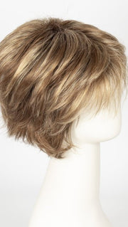 MAPLE-SUGAR-R | Light-Medium Brown Base with Warm Medium Blonde Highlights and Dark Brown Roots