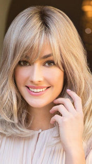 RYDER by AMORE in MELTED MARSHMALLOW | Subtly warm dark sandy blonde blend with medium brown roots and light ash blonde tips and highlights