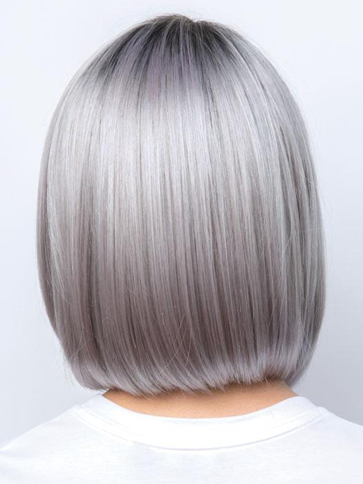 SMOKY-GRAY-R | Dark Roots blended to medium Gray with Silver Highlights and Blue Undertones