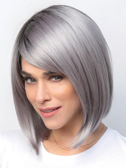 VADA by AMORE in SMOKY-GRAY-R | Dark Roots blended to medium Gray with Silver Highlights and Blue Undertones